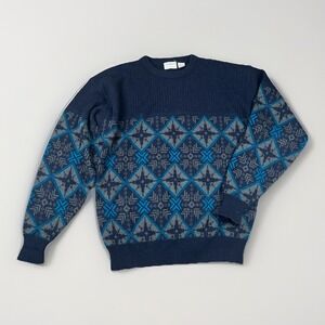 Brian MacNeil Sweater Men's Size XL Blue Star Christmas Sweater VTG 90's